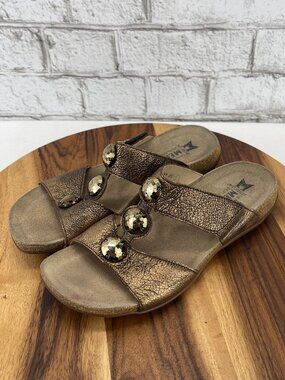 Mephisto Helisa Air Relax Womens 8/39 Bronze Leather Hook & Loop T Strap Sandals